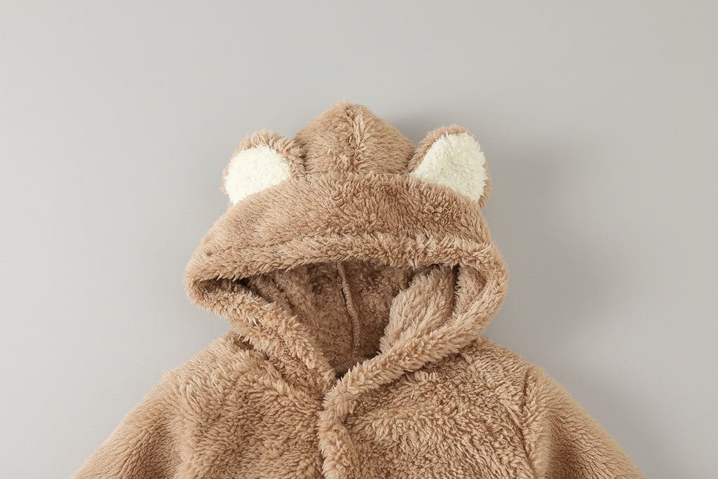 אוברול פליז פרוותי עם אוזני דובי