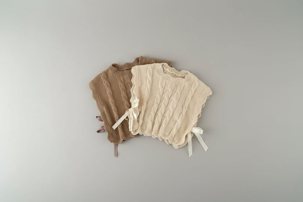 אפודה סרוגה בגווני קפה